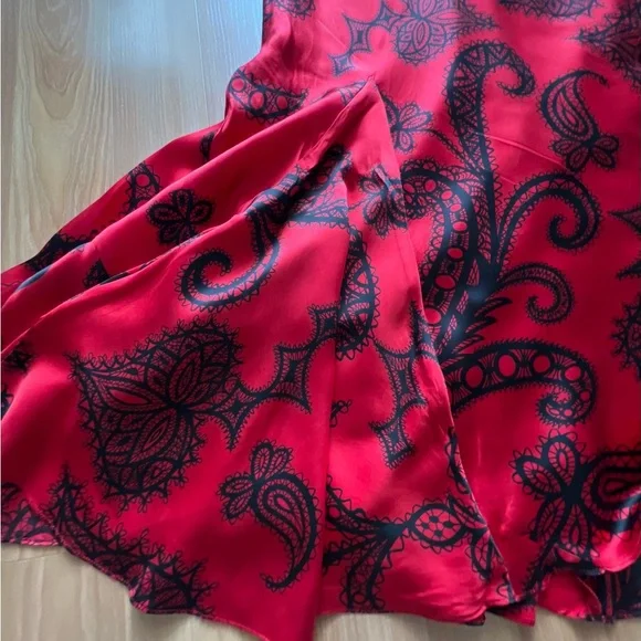 Mary.L Couture Red & Black Silk Lace Maxi Dress Size 8 - Picture 14 of 16